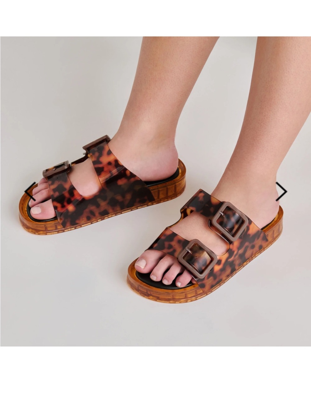 Dolce Vita Julio Tortoiseshell Double-Buckle Vinyl Slide Sandals